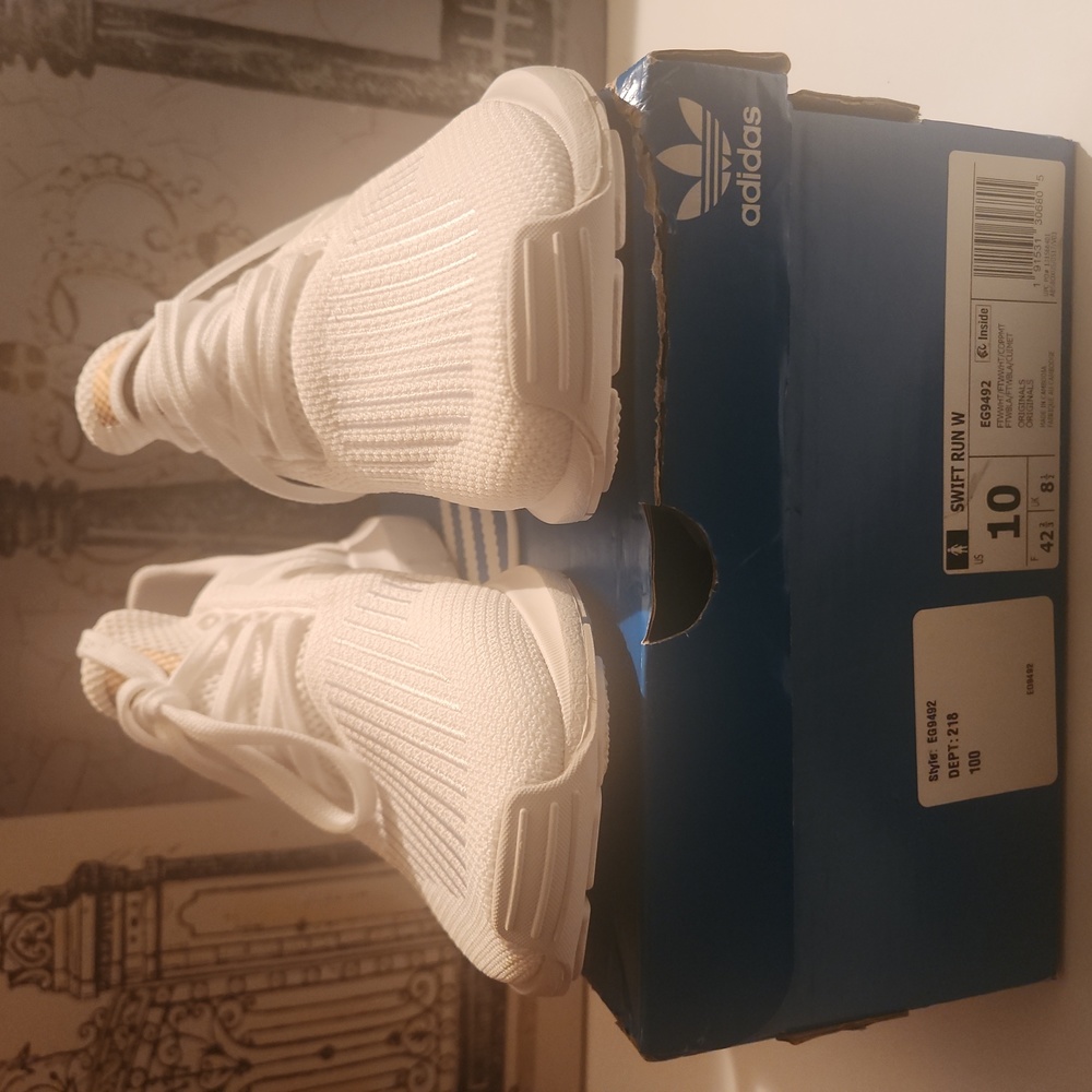 Brand New! Still In the Box....Pure White Women's Adidas Swift Run Sneakers